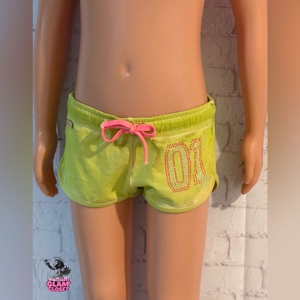 Monnalisa Neon Green Shorts with Pink Drawstring✨🎀